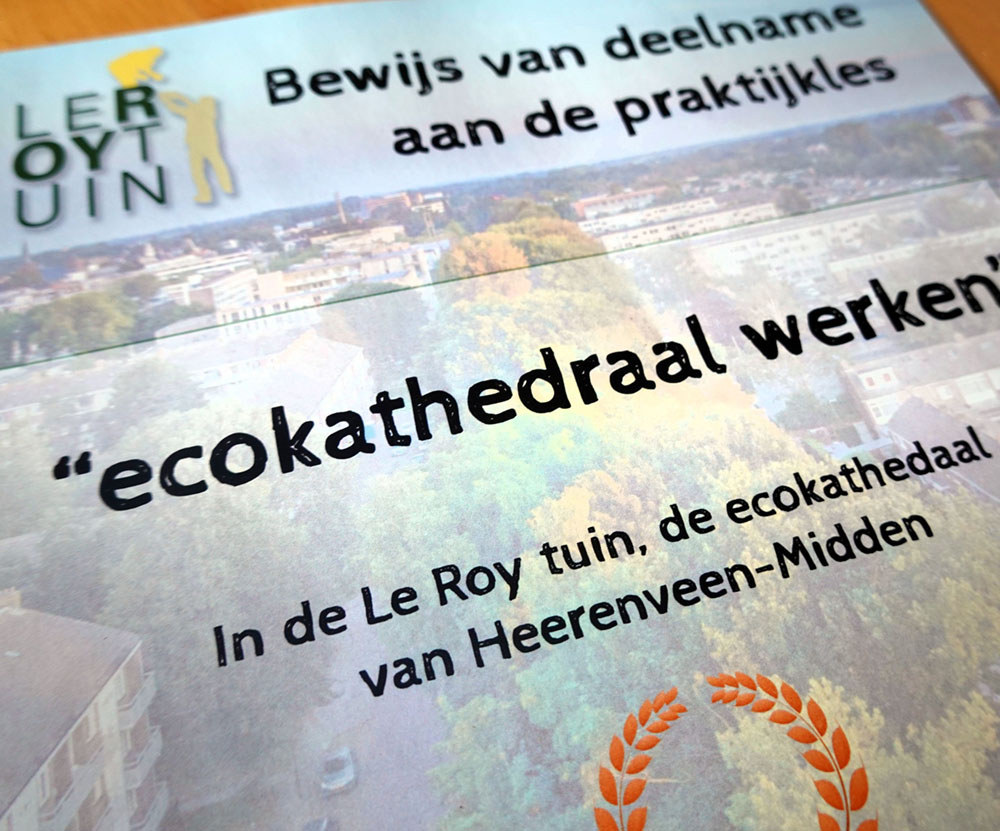 certificaat bewijs van deelname ecokathedraal werken