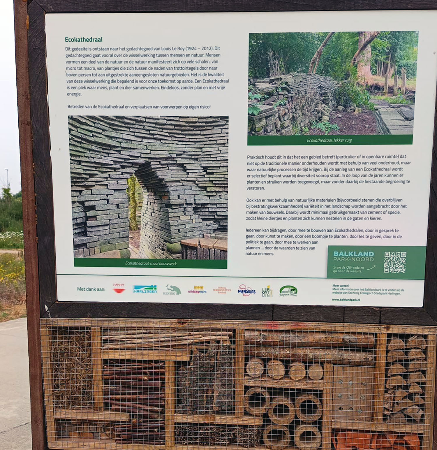 balklandpark informatiebord ecokathedraal insectenhotel